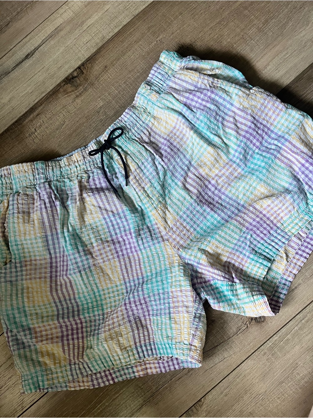 Southern Marsh Pastel Plaid Seersucker Swim Trunks - Mint, Lavender, Yellow